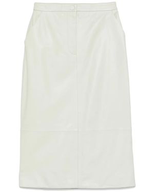 Yves Salomon Leather Mini Skirt - White