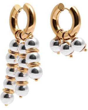 Timeless Pearly 24K Beaded Hoop Earrings - Metallic