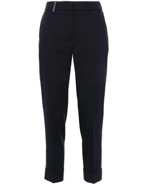 Peserico Tailored Cropped Trousers With Rolled Cuffs - Blue