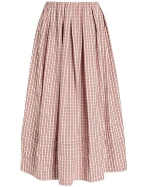 Faithfull the Brand Cales Paloma Check Pleated Midi Skirt - Pink