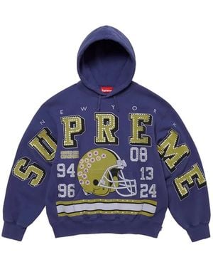Supreme Champions Studded Graphic-Print Hoodie - Blue