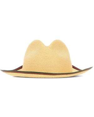 Gucci Web Detail Raffia Sun Hat - Metallic