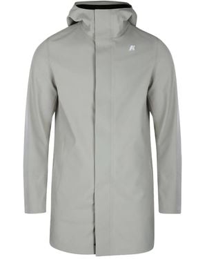 K-Way Hooded Longline Jacket - Grey