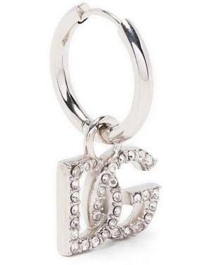 Dolce & Gabbana Orecchino Logo Con Cristalli - Bianco