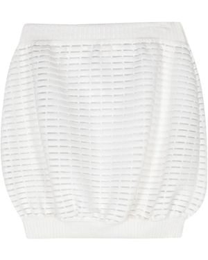Genny Lurex-Detailed Striped Skirt - White