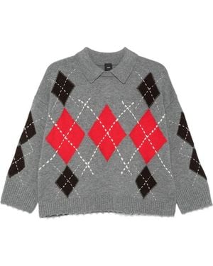 Pinko Pull À Losanges Et Col - Rouge