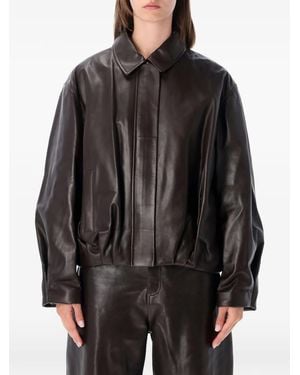 Arma Melis Elasticated Leather Jacket - Black