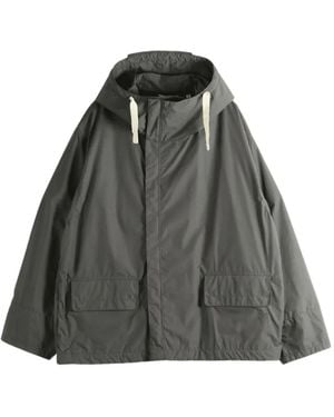Nanamica Drawstring-Hooded Flap-Pocket Jacket - Gray