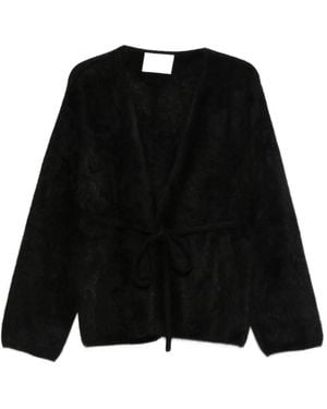 Soft Goat Belted Brushed-Finish Jumper - Black