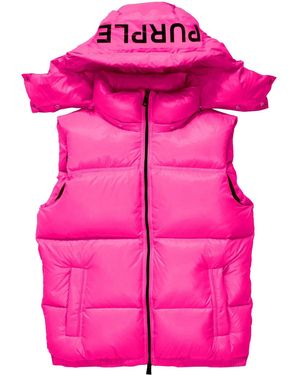 Purple Brand Logo-Print Puffer Vest - Pink