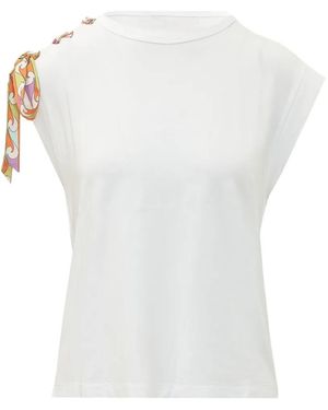 PUCCI Embellished Short Sleeve Top - White