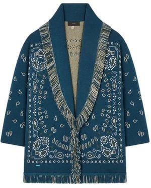 Alanui Cardigan À Motif Bandana En Jacquard - Bleu