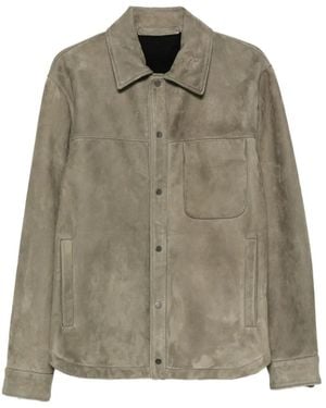 Salvatore Santoro Suede Press-Stud Jacket - Green