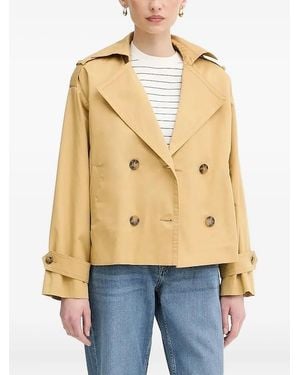 Sisley Double-Breasted Short Trench Coat - Natural
