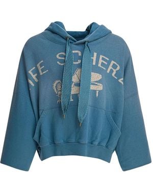 Kapital Graphic-Print Drawstring Hoodie - Blue