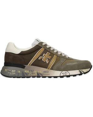 Premiata Cross-Motif Lander Sneakers - Brown