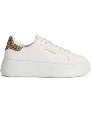 Woolrich Platform Leopard-Print Detail Trainers - White