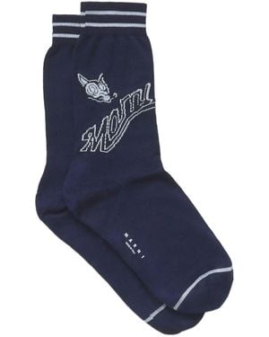 Marni Embroidered-Logo Socks - Blue