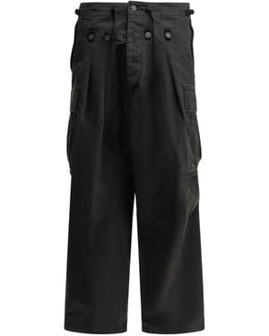 Kapital Pantalones Cargo Con Botones - Negro
