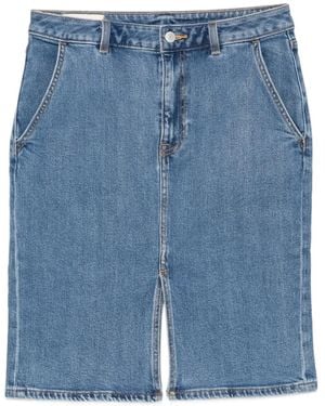 GANT Front-Slit Denim Midi Skirt - Blue