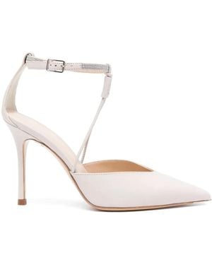 Peserico 10Mm Rhinestone-Embellished Leather Pumps - White