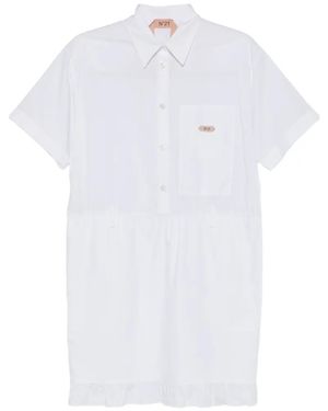 N°21 Ruffled Woven Mini Dress - White