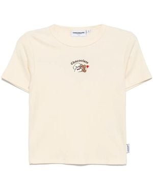 Chocoolate Logo-Embroidered T-Shirt - Natural