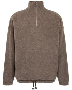Kaptain Sunshine Half-Zip Fleece Jumper - Brown
