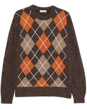 Kangra Argyle-Pattern Flecked-Knit Jumper - Brown