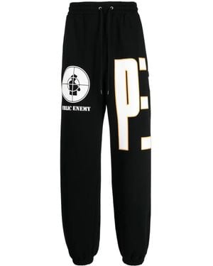 Neighborhood X Public Enemy Logo-Print Track Trousers - Black