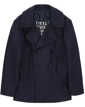 Fortela Double-Breasted Wool Coat - Blue