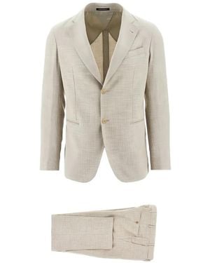 Emporio Armani Single-Breasted Slub-Texture Suit - White