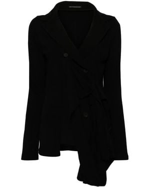 Yohji Yamamoto Notched-Lapels Asymmetric Blazer - Black