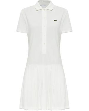Lacoste Pleated-Skirt Mini Polo Dress - White
