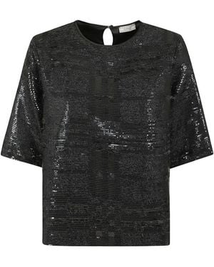 Peserico Sequin-Embellished Frayed Top - Black