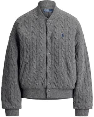 Polo Ralph Lauren Cable-Knit Bomber Jacket - Grey
