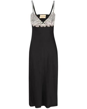 Valentino Garavani Rhinestone-Embellished Slip Dress - Black