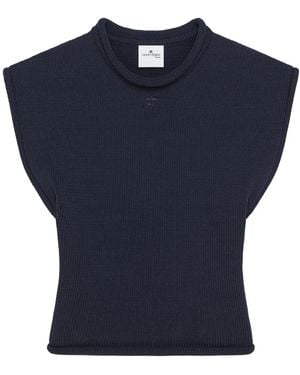 Courreges Ribbed T-Shirt - Blue