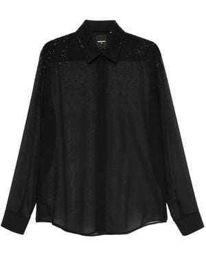 Patrizia Pepe Rhinestone-Embellished Shirt - Black