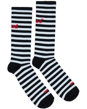 UNNA R Striped Logo-Embroidered Socks - White