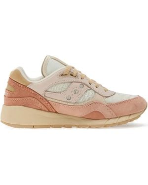 Saucony Shadow 6000 Suede-Panelled Trainers - Pink