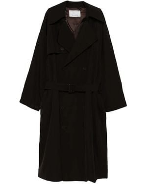 Frankie Shop Belted Double-Breasted Trench Coat - Black