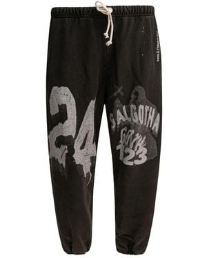 RRR123 Graphic-Print Drawstring Pants - Black
