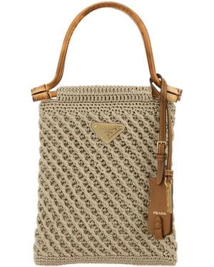 Prada Bolso shopper con asa de bambú - Neutro