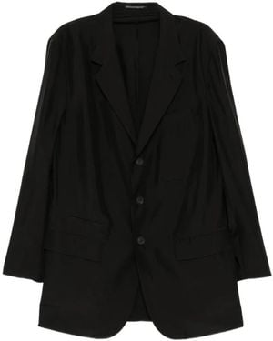 Yohji Yamamoto Notched-Lapel Long-Sleeve Jacket - Black