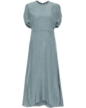 Victoria Beckham Gathered-Detail Shorts-Sleeved Dress - Blue
