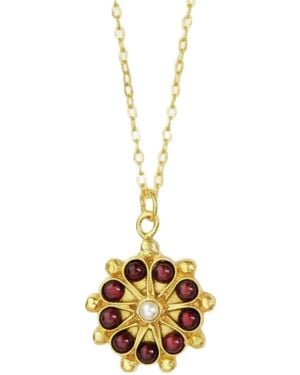 Ottoman Hands Marigold Garnet-Beaded Necklace - Metallic
