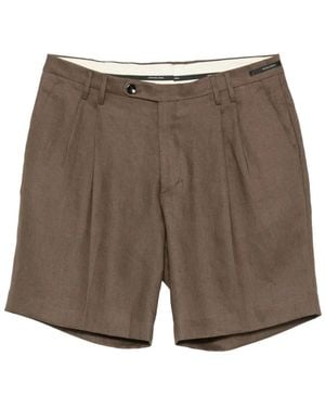 Michael Coal Pleated-Detail Button-Fastening Shorts - Grey