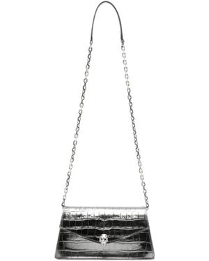 McQueen Mini Skull Croc-Effect Shoulder Bag - White