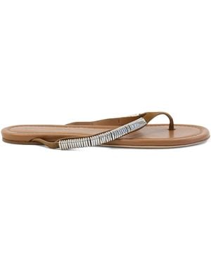 Christopher Esber Frida Pierced Suede Flat Sandals - White